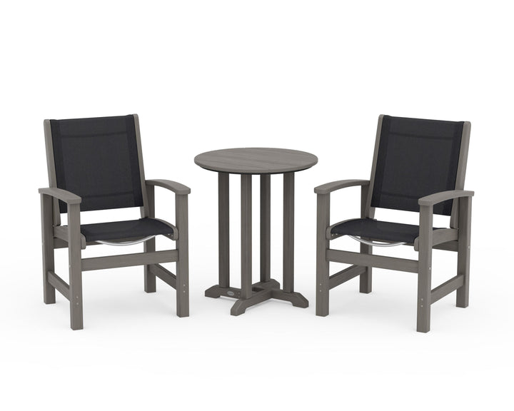 POLYWOOD® Coastal 3-Piece Round Bistro Dining Set