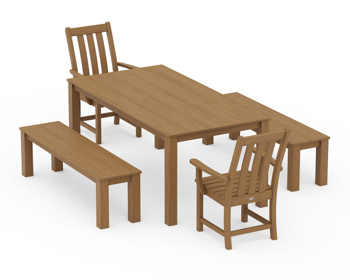 POLYWOOD® Vineyard 5-Piece Parsons Dining Set with Benches