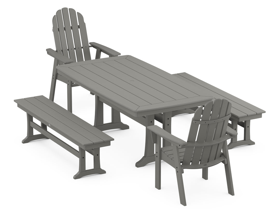 POLYWOOD® Vineyard Adirondack 5-Piece Dining Set with Trestle Legs