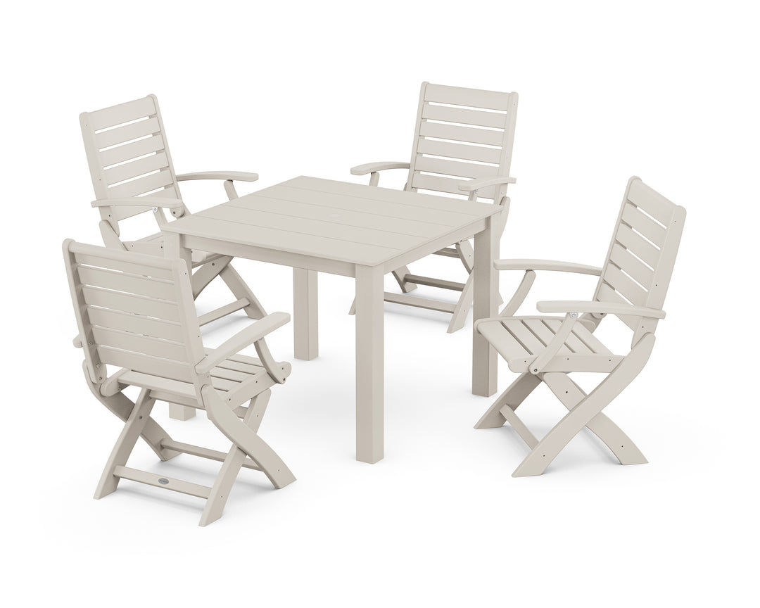POLYWOOD® Signature Folding Chair 5-Piece Parsons Dining Set