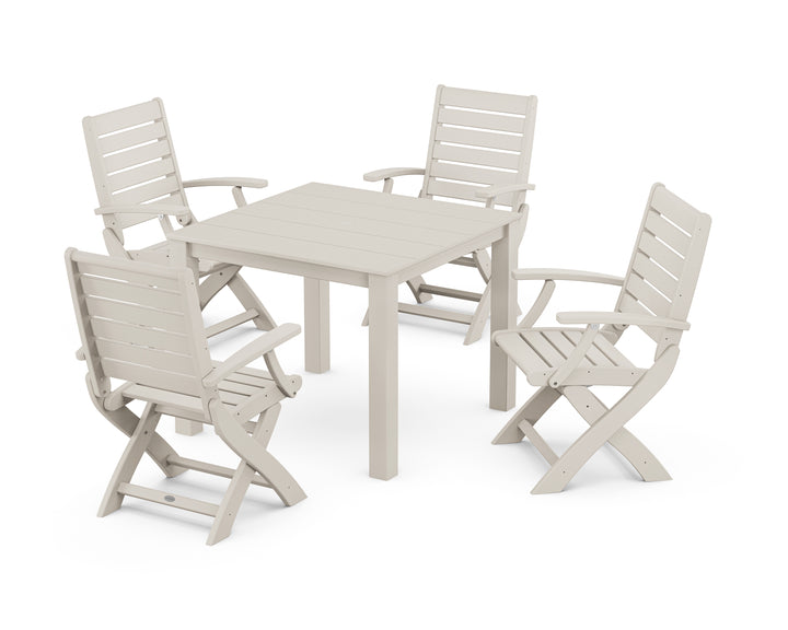 POLYWOOD® Signature Folding Chair 5-Piece Parsons Dining Set
