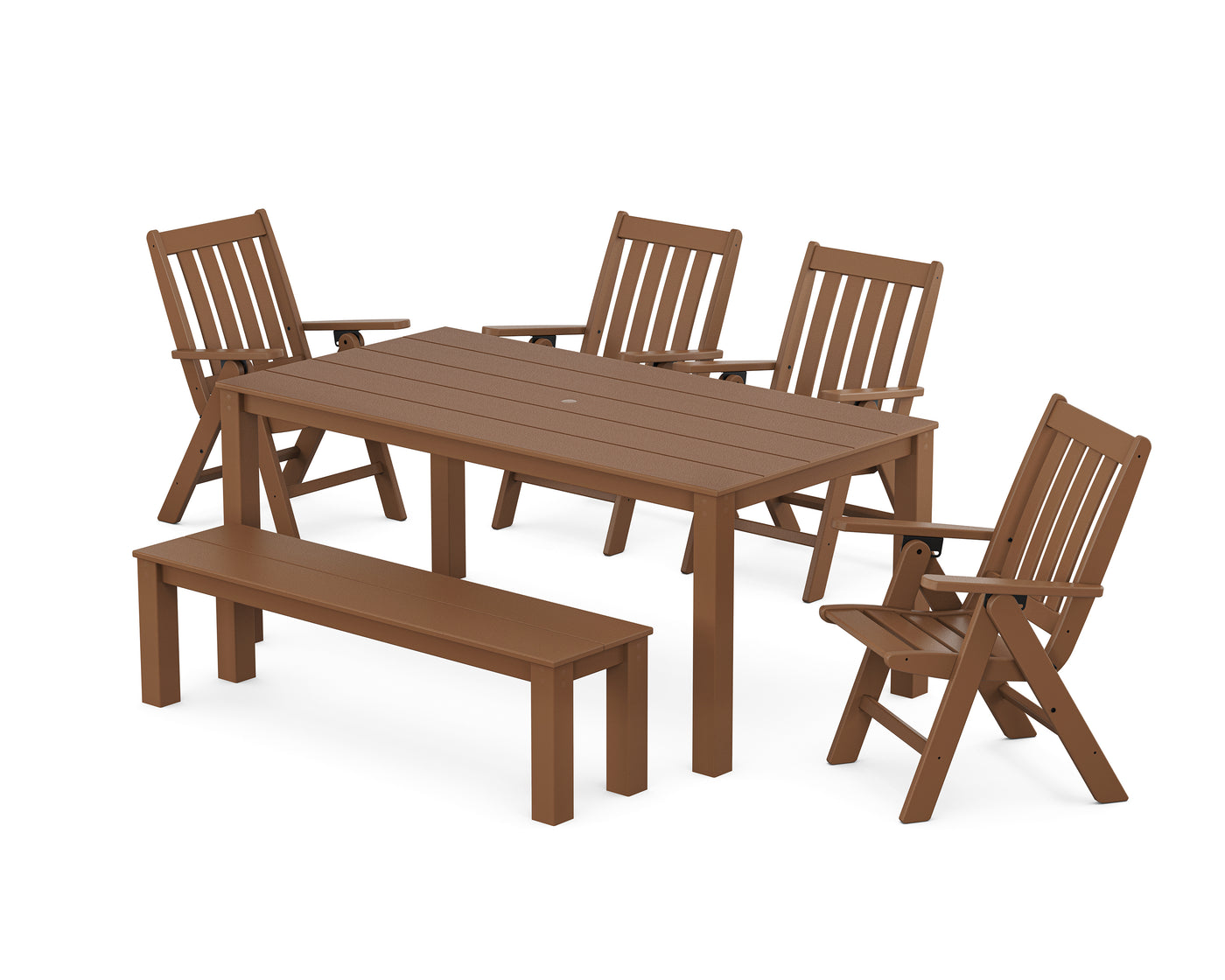 Vineyard Folding Chair 6-Piece Parsons Dining Set with Bench