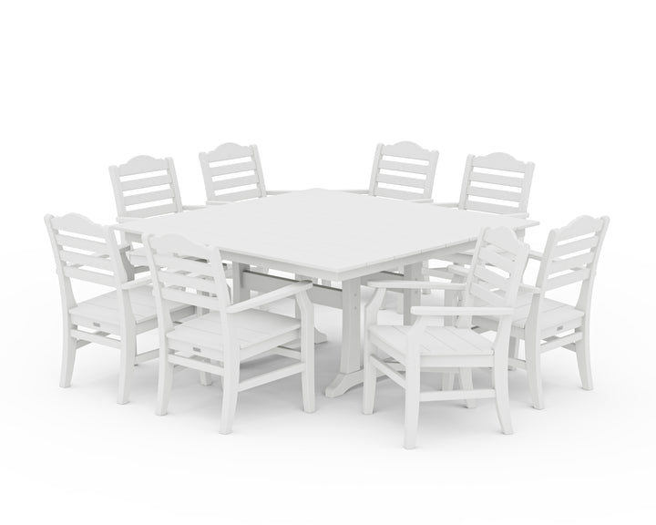 POLYWOOD® Savannah 9-Piece Square Farmhouse Dining Set with Trestle Legs