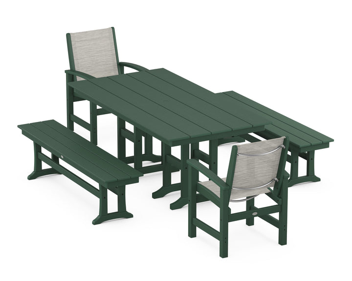 POLYWOOD® Coastal 5-Piece Farmhouse Dining Set