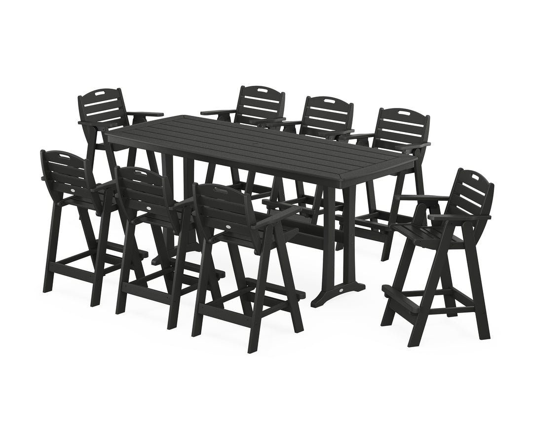 POLYWOOD® Nautical 9-Piece Bar Set with Trestle Legs
