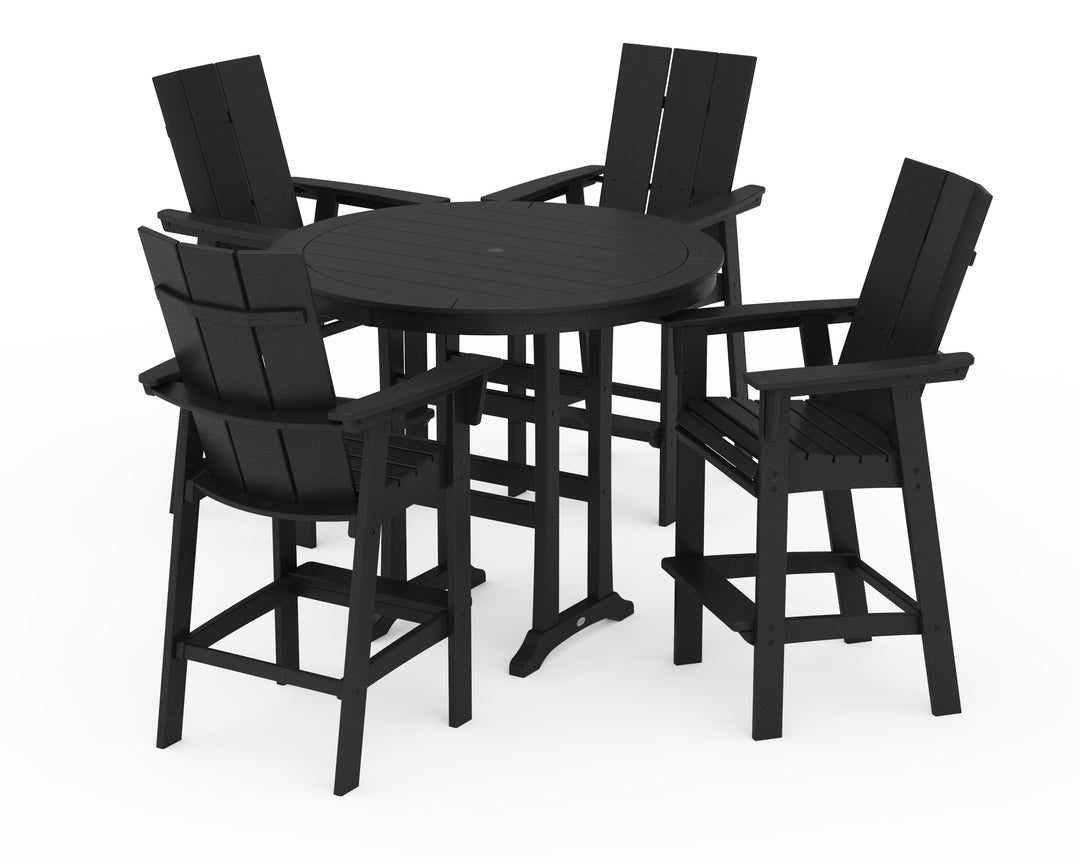 POLYWOOD® Modern Curveback Adirondack 5-Piece Nautical Trestle Bar Set