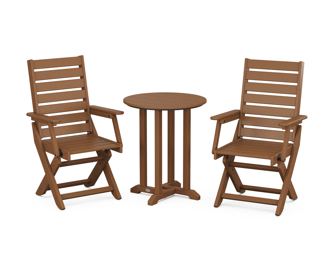 POLYWOOD® Captain Folding Chair 3-Piece Round Bistro Dining Set