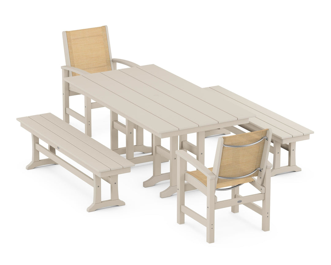 POLYWOOD® Coastal 5-Piece Farmhouse Dining Set