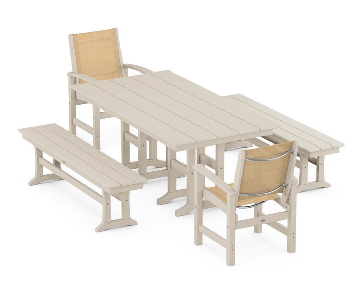 POLYWOOD® Coastal 5-Piece Farmhouse Dining Set