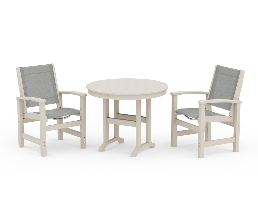 POLYWOOD® Coastal 3-Piece Round Dining Set