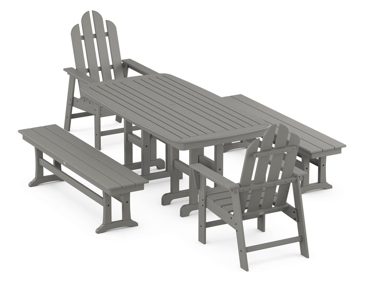 POLYWOOD® Long Island 5-Piece Dining Set with Benches