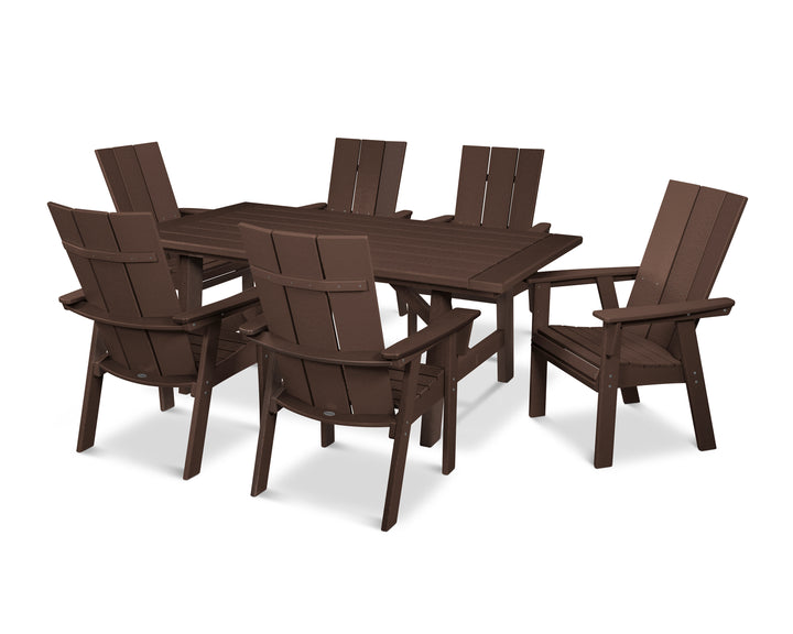 POLYWOOD® Modern Curveback Adirondack 7-Piece Rustic Farmhouse Dining Set