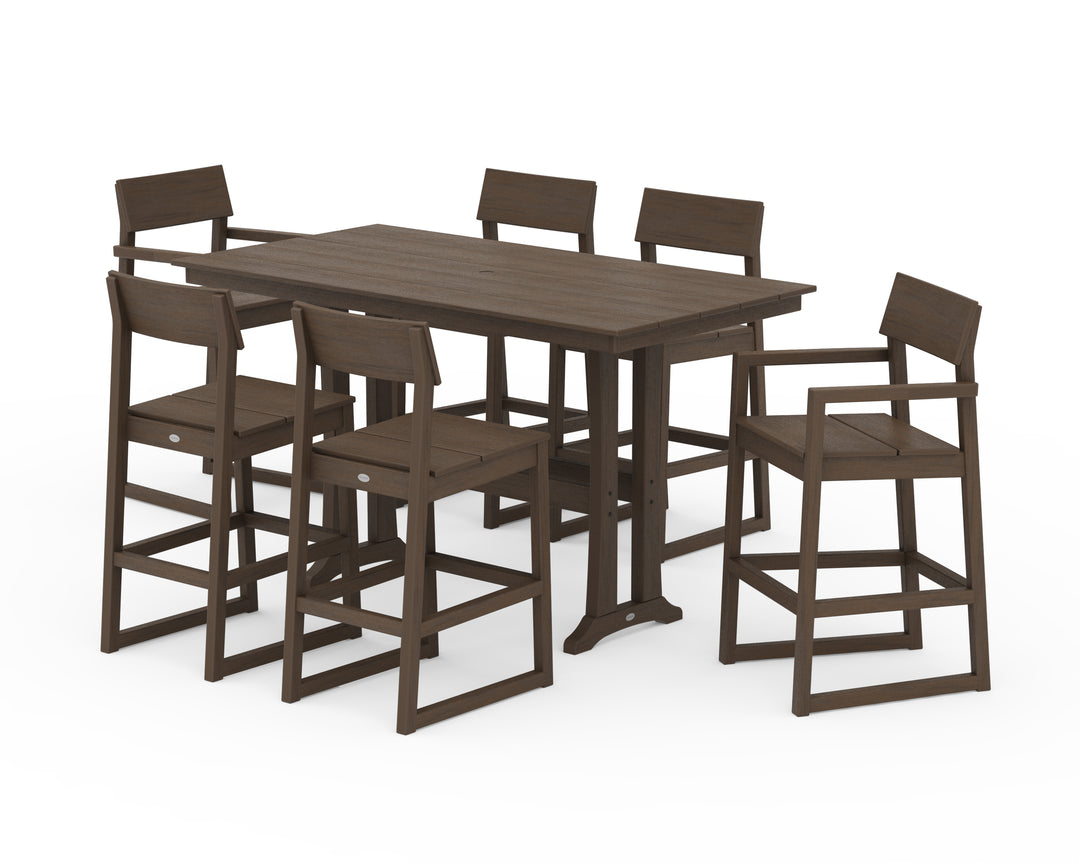 POLYWOOD® EDGE 7-Piece Farmhouse Bar Set with Trestle Legs