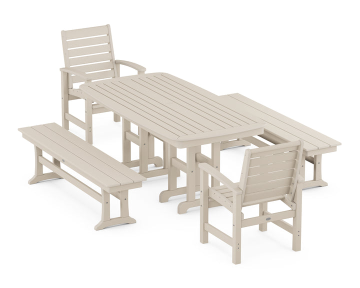 POLYWOOD® Signature 5-Piece Dining Set with Benches