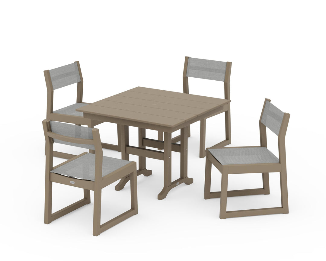 POLYWOOD® EDGE Sling Side Chair 5-Piece Farmhouse Dining Set