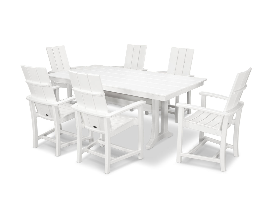 POLYWOOD® Modern Adirondack 7-Piece Farmhouse Dining Set with Trestle Legs