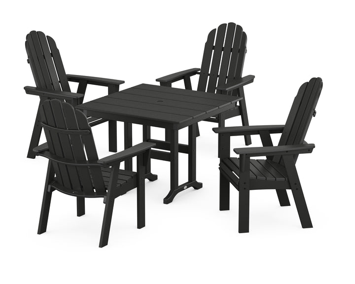 POLYWOOD® Vineyard Curveback Adirondack 5-Piece Farmhouse Dining Set