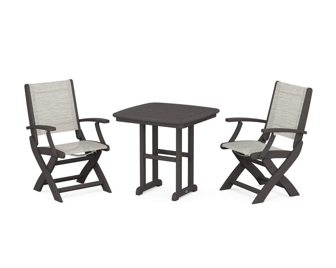 POLYWOOD® Coastal Folding Chair 3-Piece Dining Set