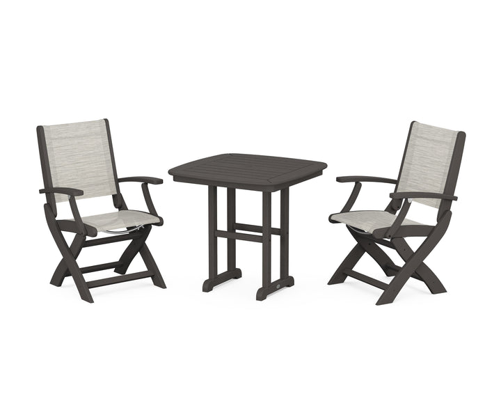 POLYWOOD® Coastal Folding Chair 3-Piece Dining Set