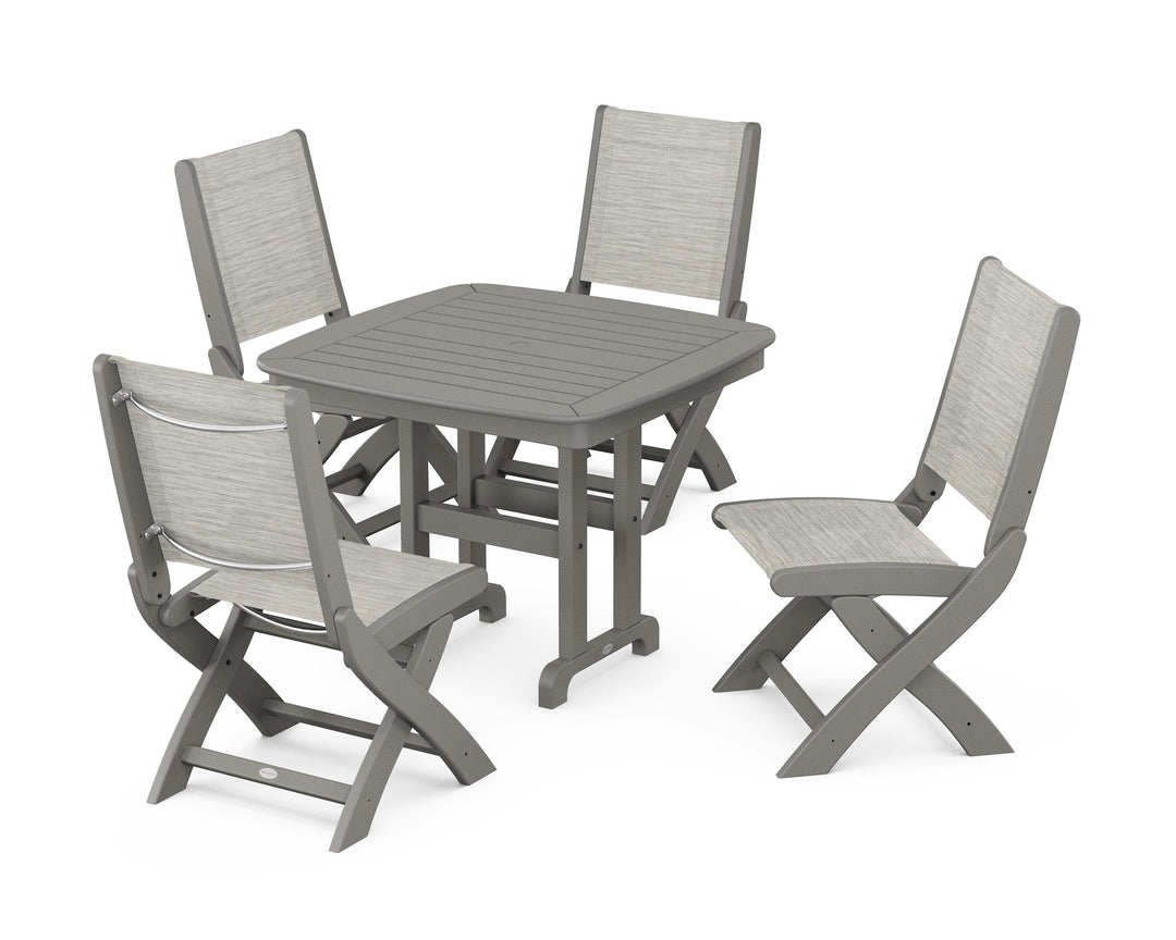 POLYWOOD® Coastal Folding Side Chair 5-Piece Dining Set