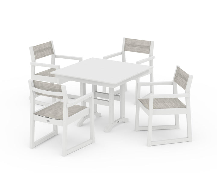 POLYWOOD® EDGE Sling Arm Chair 5-Piece Farmhouse Dining Set
