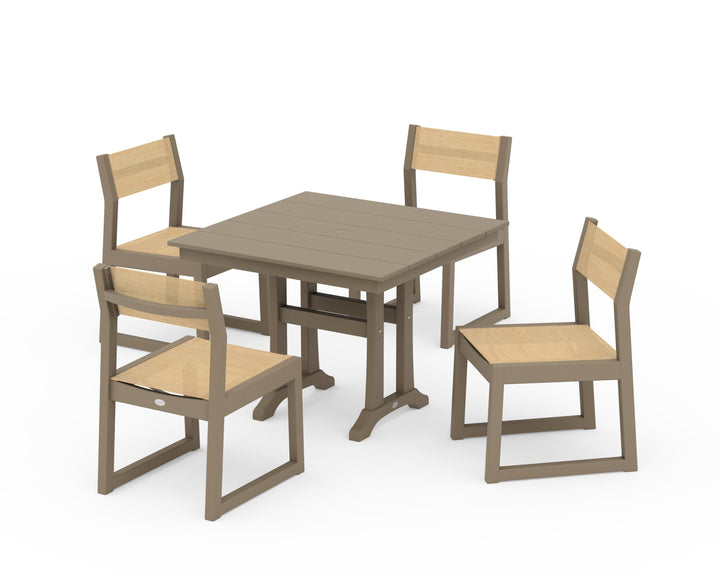 POLYWOOD® EDGE Sling 5-Piece Farmhouse Trestle Side Chair Dining Set