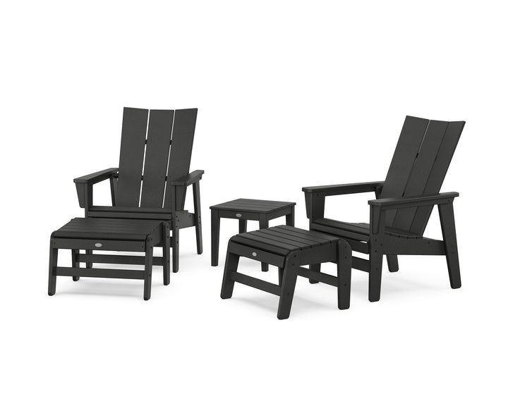 POLYWOOD® 5-Piece Modern Grand Upright Adirondack Set with Ottomans and Side Table