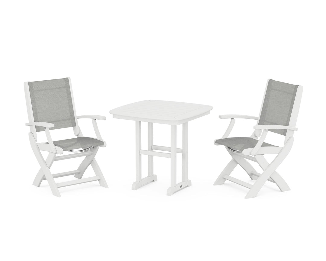 POLYWOOD® Coastal Folding Chair 3-Piece Dining Set