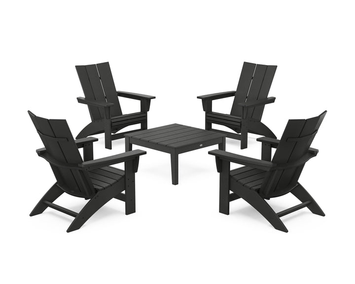 POLYWOOD® 5-Piece Modern Grand Adirondack Chair Conversation Group