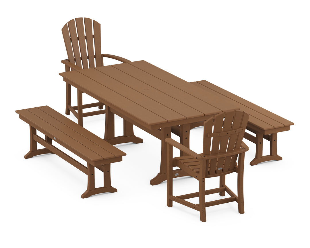 POLYWOOD® Palm Coast 5-Piece Farmhouse Dining Set With Trestle Legs