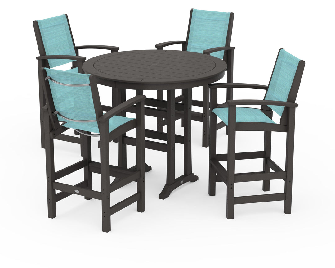 POLYWOOD® Coastal 5-Piece Nautical Trestle Bar Set