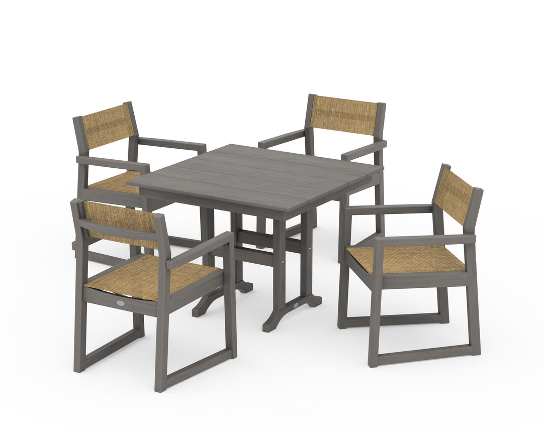POLYWOOD® EDGE Sling Arm Chair 5-Piece Farmhouse Dining Set
