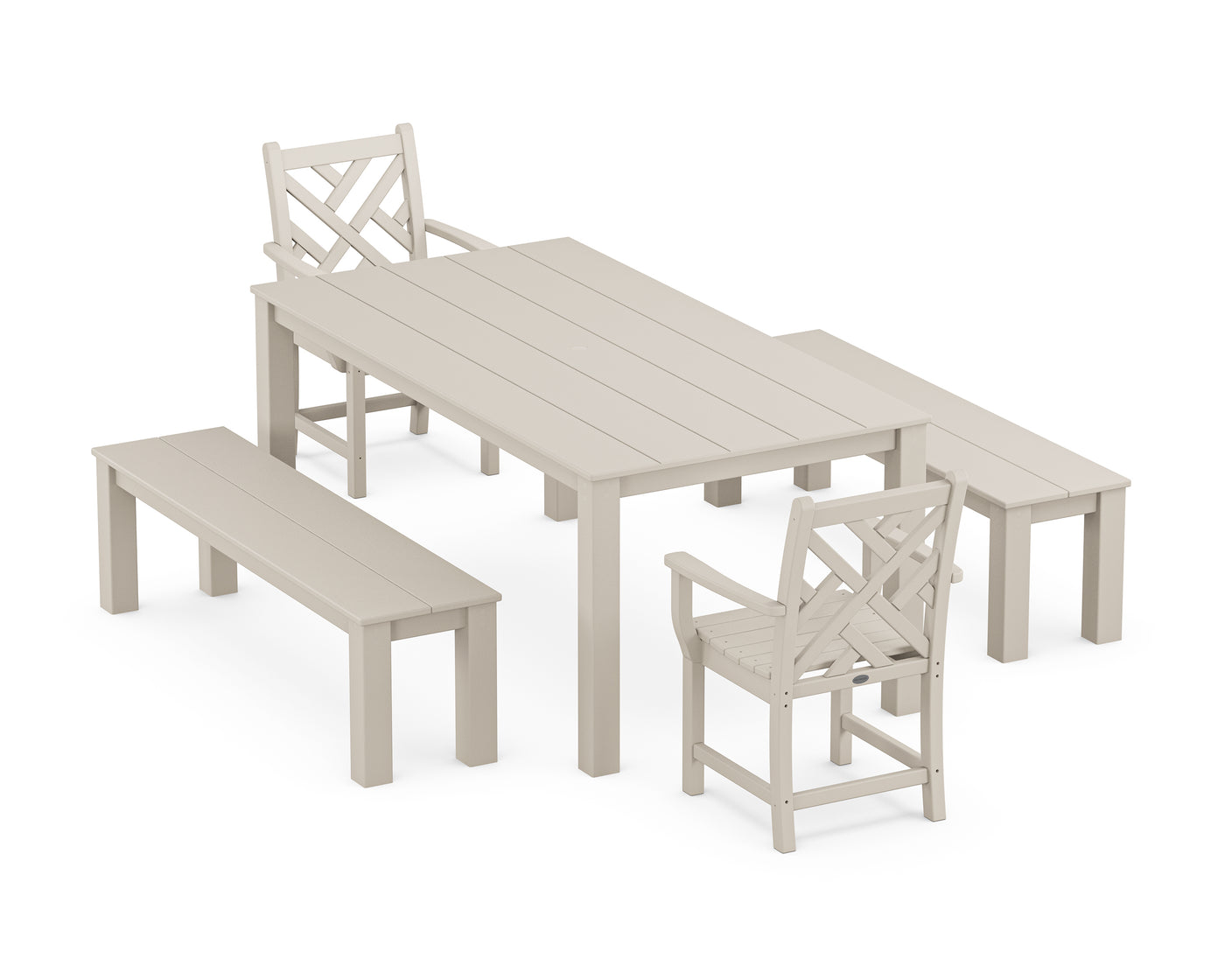 Chippendale 5-Piece Parsons Dining Set with Benches