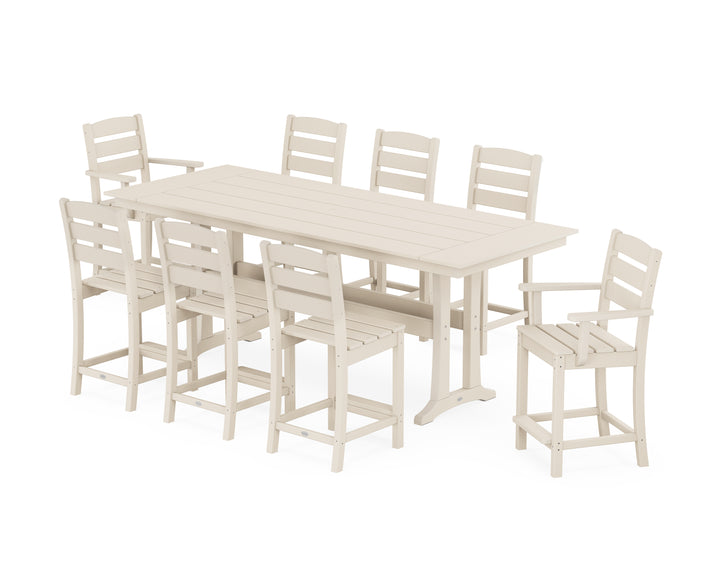 POLYWOOD® Lakeside 9-Piece Farmhouse Counter Set with Trestle Legs