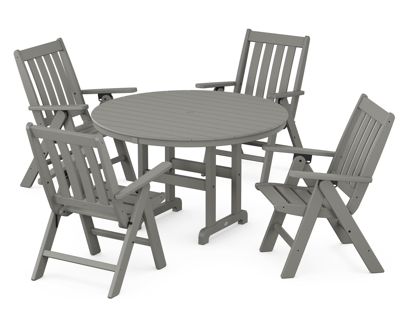 Vineyard Folding Chair 5-Piece Round Farmhouse Dining Set