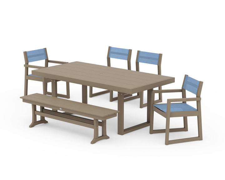 POLYWOOD® EDGE Sling 6-Piece Dining Set with Bench