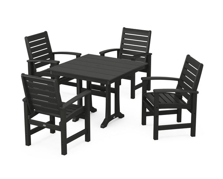 POLYWOOD® Signature 5-Piece Farmhouse Dining Set With Trestle Legs