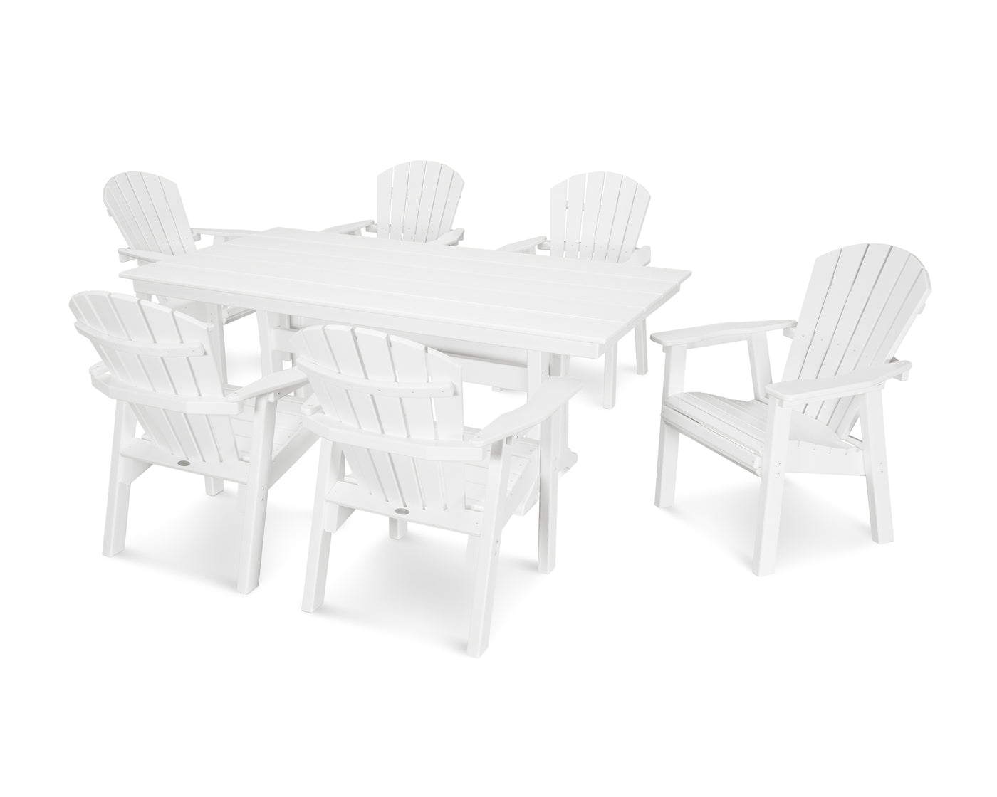 Seashell 7- Piece Farmhouse Dining Set with Trestle Legs