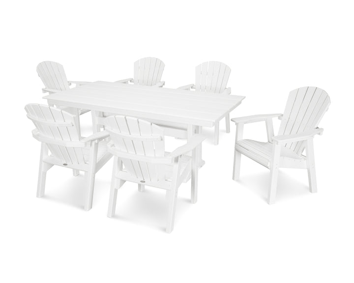 POLYWOOD® Seashell 7-Piece Farmhouse Dining Set with Trestle Legs