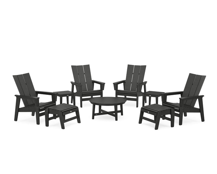 POLYWOOD® Modern Grand Upright Adirondack 9-Piece Conversation Set