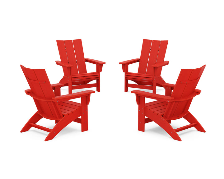 POLYWOOD® 4-Piece Modern Grand Adirondack Chair Conversation Set
