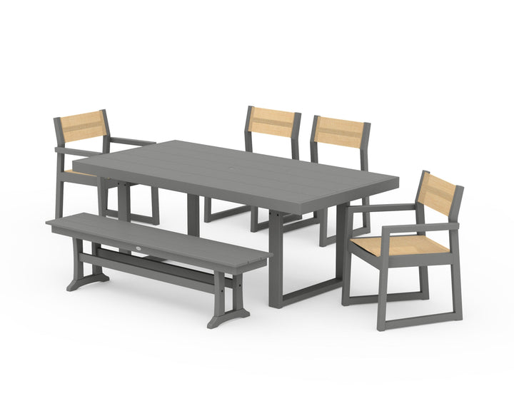 POLYWOOD® EDGE Sling 6-Piece Dining Set with Bench
