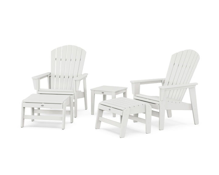 POLYWOOD® 5-Piece Nautical Grand Upright Adirondack Set with Ottomans and Side Table