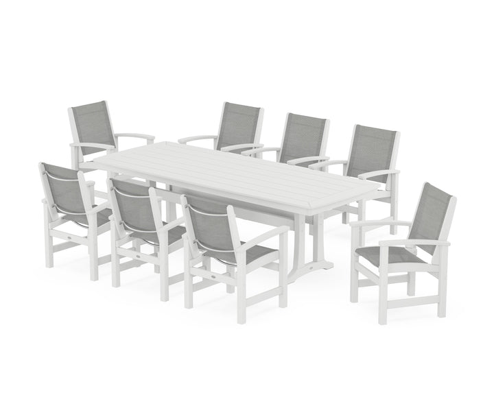 POLYWOOD® Coastal 9-Piece Dining Set with Trestle Legs