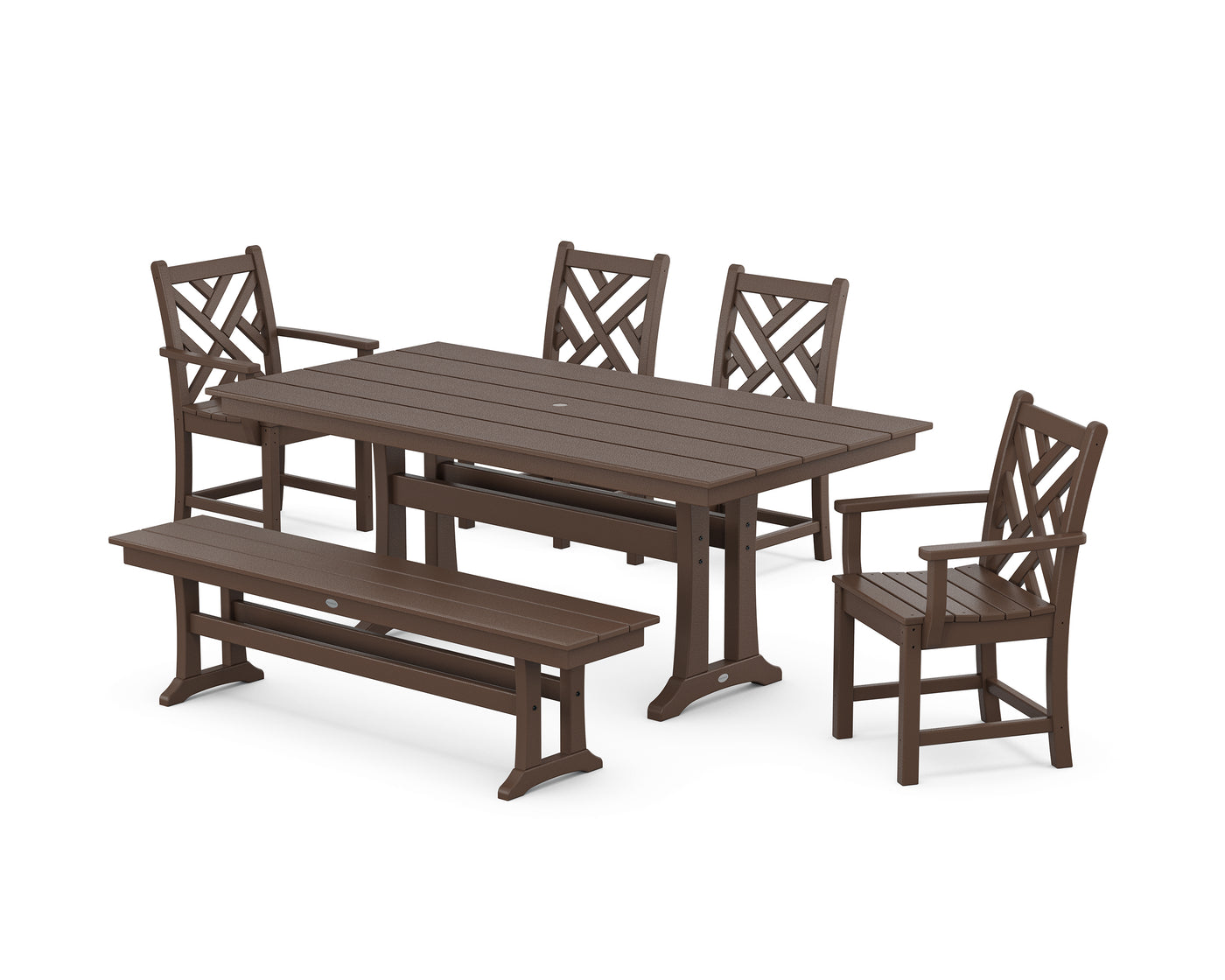 Chippendale 6-Piece Farmhouse Dining Set With Trestle Legs