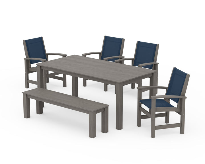 POLYWOOD® Coastal 6-Piece Parsons Dining Set with Bench