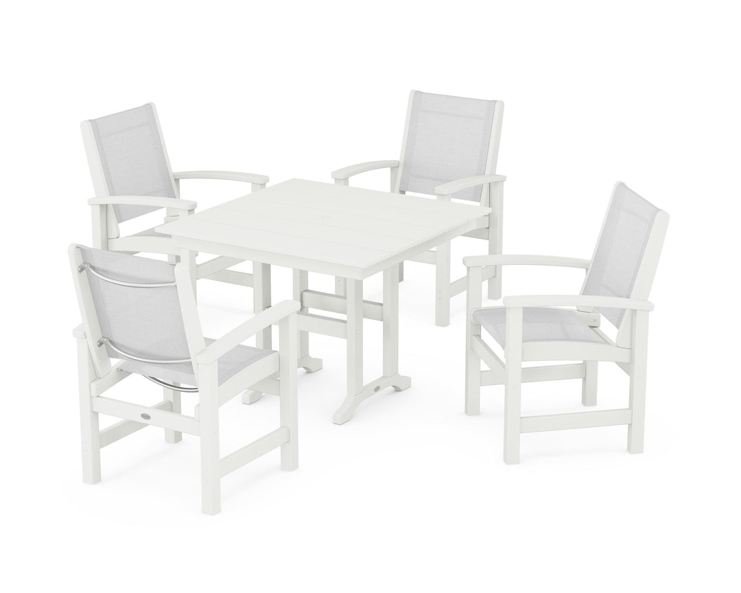 POLYWOOD® Coastal 5-Piece Farmhouse Dining Set