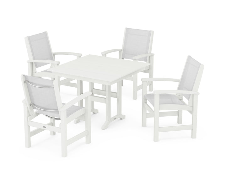 POLYWOOD® Coastal 5-Piece Farmhouse Dining Set