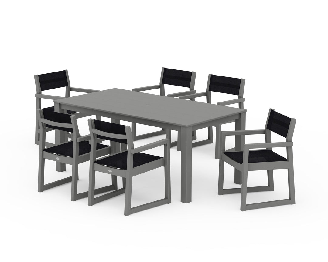 POLYWOOD® EDGE Sling Arm Chair 7-Piece Parsons Dining Set
