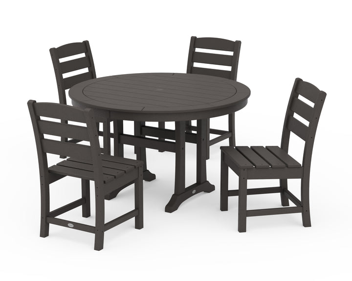 POLYWOOD® Lakeside Side Chair 5-Piece Round Dining Set With Trestle Legs